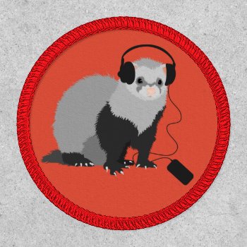 Funny Ferret Music Lover Patch by borianag at Zazzle