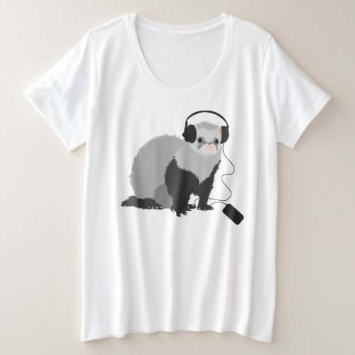 Funny Ferret Music Lover Plus Size T_Shirt