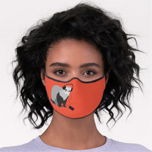 Funny Ferret Music Lover Premium Face Mask