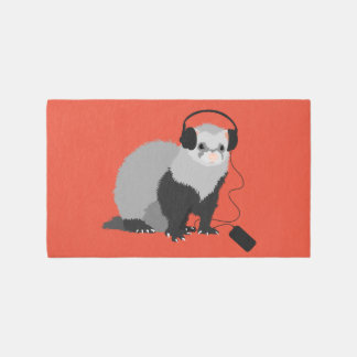 Funny Ferret Music Lover Rug