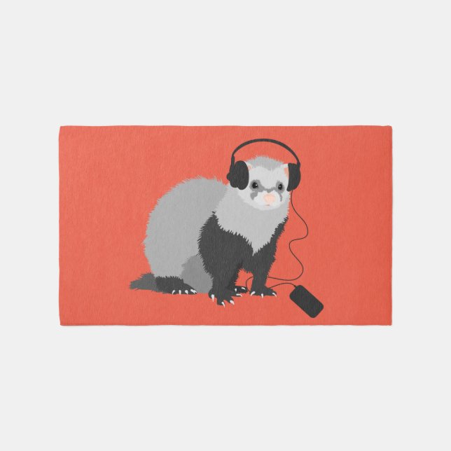 Funny Ferret Music Lover Rug (Front)