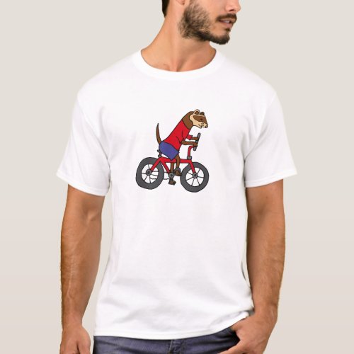 Funny Ferret Riding Red Bicycle T_Shirt