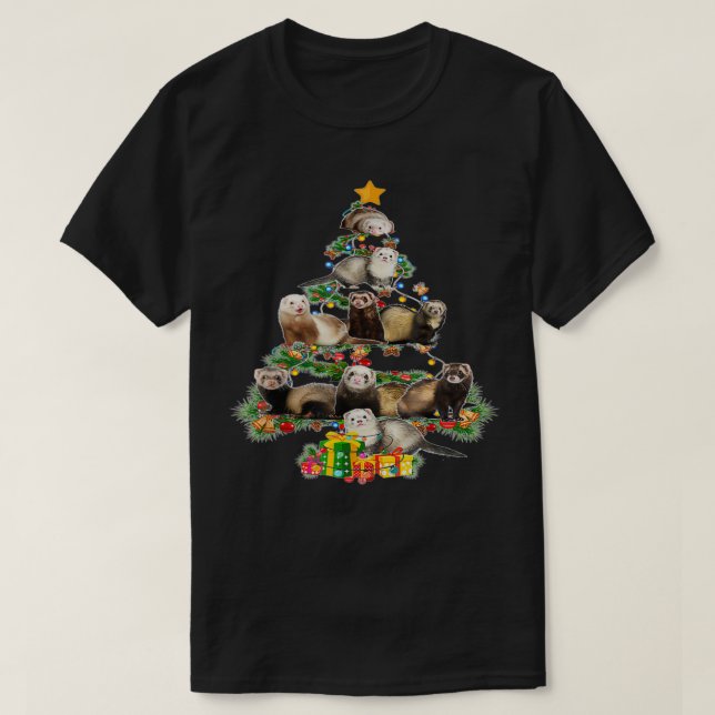 Funny Ferrets Christmas Tree Ferrets Lover Xmas Gi T-Shirt (Design Front)