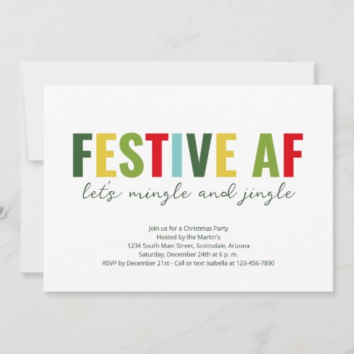 Funny Festive AF Christmas Party Invitation
