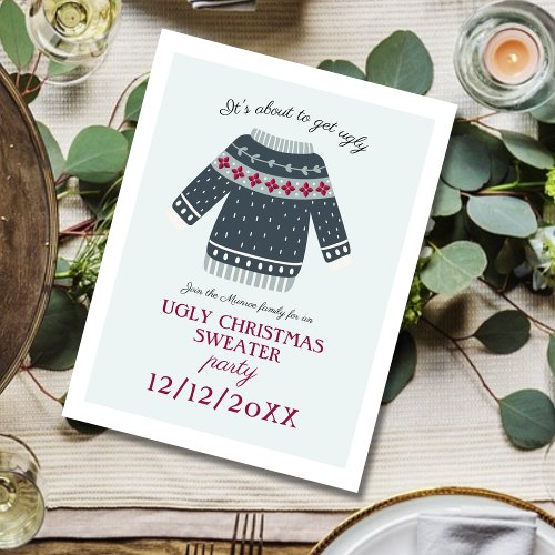 Funny Festive Christmas Sweater Drinks Party Invitation Postcard