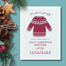 Funny Festive Christmas Sweater Drinks Party Invitation Postcard