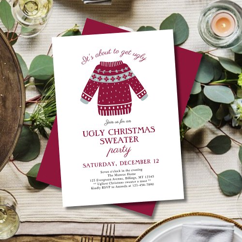 Funny Festive Christmas Sweater Party Invitation