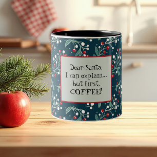 Funny Festive Christmas Two-Tone Coffee Mug