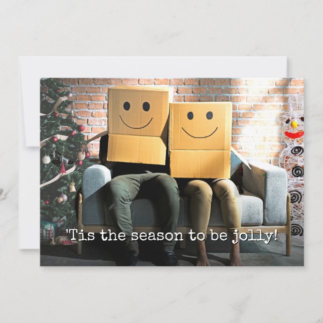 Funny Festive Couple at Christmas Holiday Card (Front)
