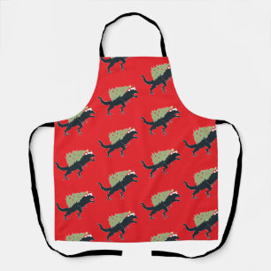 Funny Festive Dino Christmas Apron