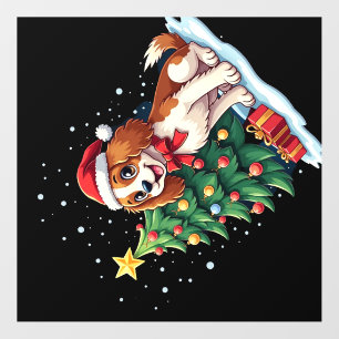 Funny Festive Dog Costume with decorated Christmas Wall Decal