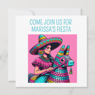Funny Festive Fun Fiesta Piñata Colorful Pop Art Invitation