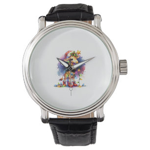 Funny Festive Giraffe Santa Hat Christmas Lights S Watch