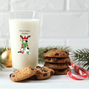 Funny Festive Green Calico Christmas Cat Glass