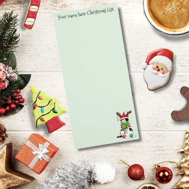Funny Festive Green Calico Christmas Cat Magnetic Notepad (Creator Uploaded)