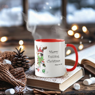 Funny Festive Green Calico Christmas Cat Mug