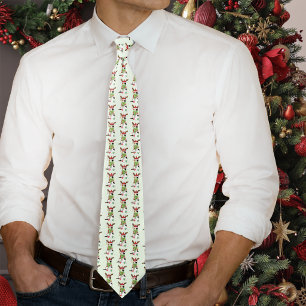 Funny Festive Green Calico Christmas Cat Neck Tie