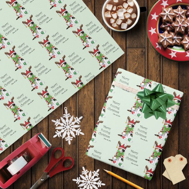 Funny Festive Green Calico Christmas Cat Wrapping Paper (Creator Uploaded)
