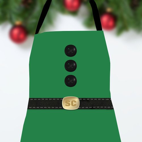 Funny Festive Green Christmas Elf Costume Apron