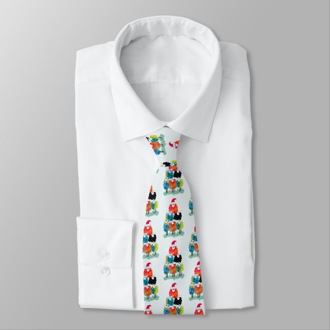 Funny & Festive Holiday Sheep  Neck Tie (Tied)