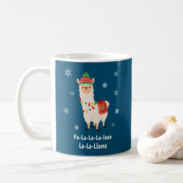 Funny Festive Llama Pun Christmas  Coffee Mug (With Donut)