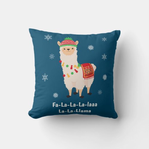 Funny Festive Llama Pun Christmas  Throw Pillow