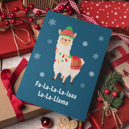 Funny Festive Llama Pun Folded Holiday Card