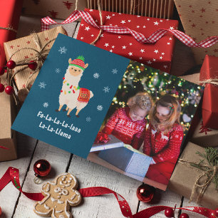 Funny Festive Llama Pun Photo Holiday Card