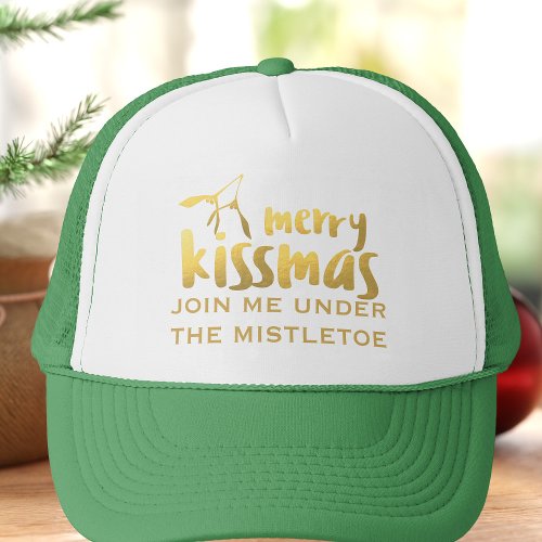 Funny Festive Mistletoe Kissing Trucker Hat
