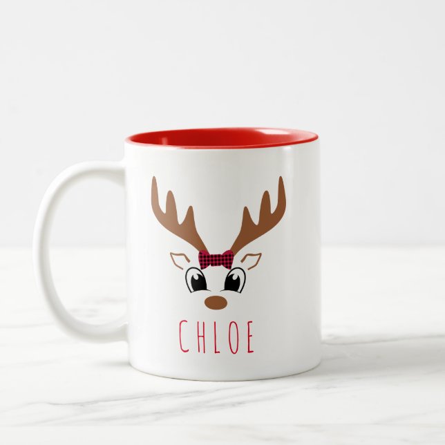 Funny Festive Personalised Reindeer Christmas Mug (Left)