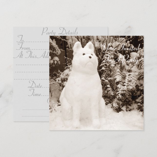 funny festive picture snowdog at christmas invitation (Front/Back)
