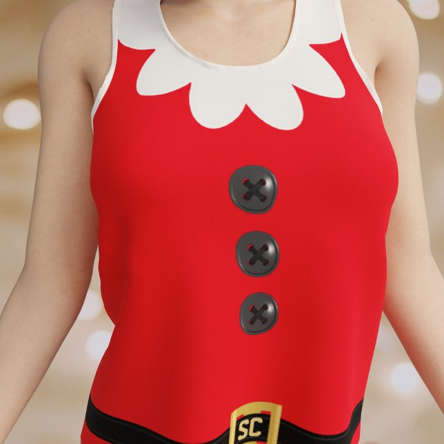 Funny Festive Red Christmas Elf Tank Top (A fun and festive tank top inspired by a Christmas Elf. Just add your initials to the belt!)