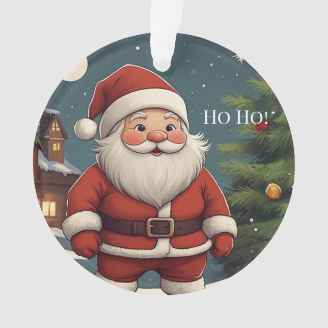 Funny Festive Santa Ho Ho! Christmas Acrylic Ornament (Front)