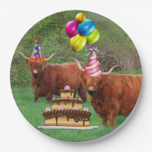 Funny Festive Steer Barnyard Paper Plate