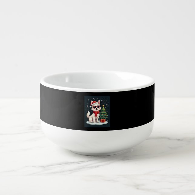 Funny Festive Sunglasses Dog with Christmas Tree C Soup Mug (Front)
