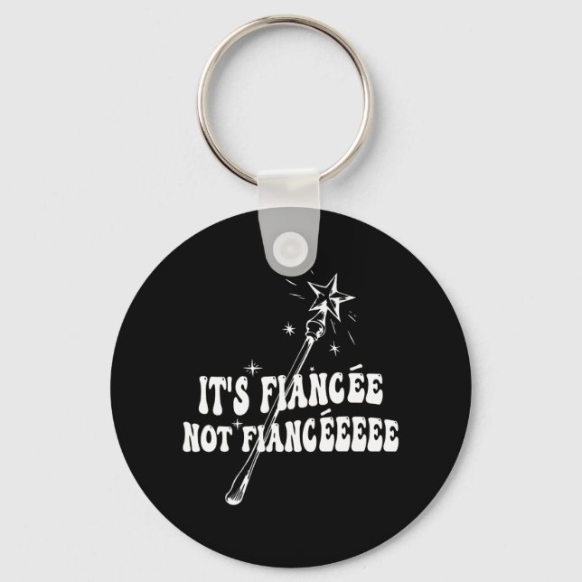 Funny Fiancée Engagement Bridal Party Wizard Wand  Keychain (Front)
