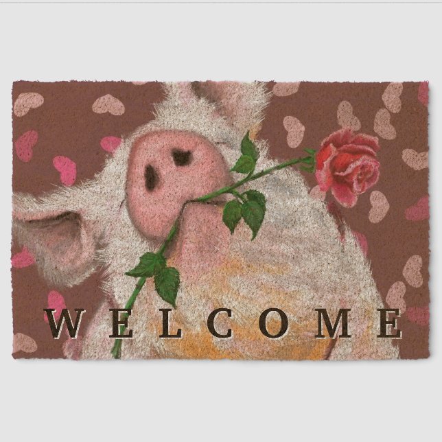 Funny Fiber Doormat Gentleman Pig - Welcome (Front)