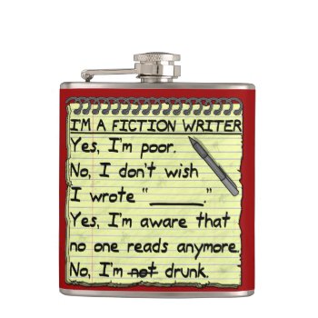 Funny Fiction Writer Answer Sheet Drunk Flask by HaHaHolidays at Zazzle