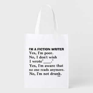 Funny Fiction Writer Answer Sheet Grocery Bag