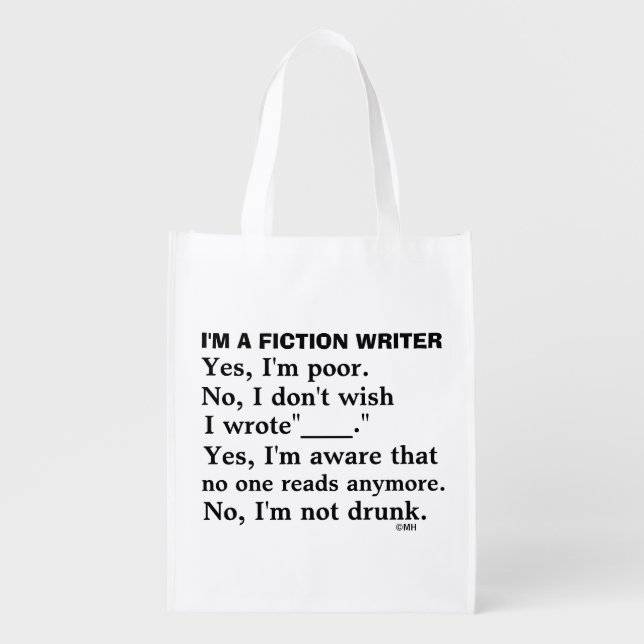 Funny Fiction Writer Answer Sheet Grocery Bag (Front)