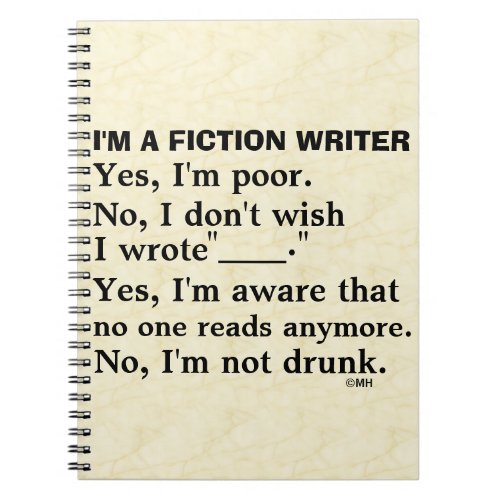 Funny Fiction Writer Answer Sheet Notebook
