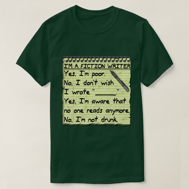 Funny Fiction Writer Answer Sheet Notebook T-Shirt (Design Front)