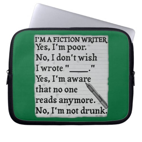 Funny Fiction Writer Answer Sheet Paper Laptop Sleeve