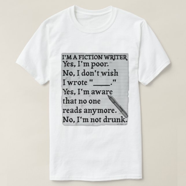 Funny Fiction Writer Answer Sheet Paper T-Shirt (Design Front)