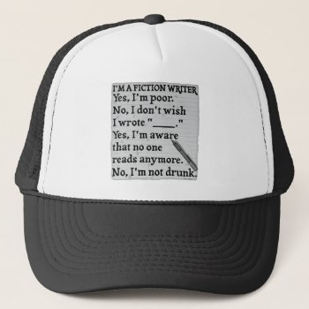 Funny Fiction Writer Answer Sheet Paper Trucker Hat by HaHaHolidays at Zazzle