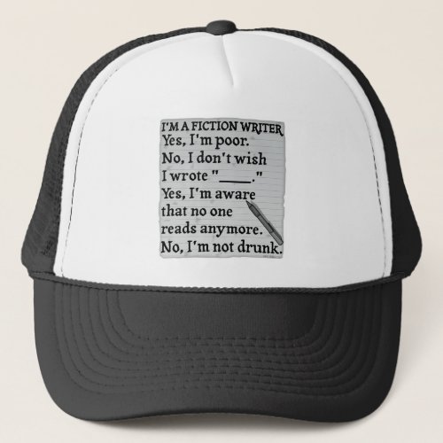 Funny Fiction Writer Answer Sheet Paper Trucker Hat