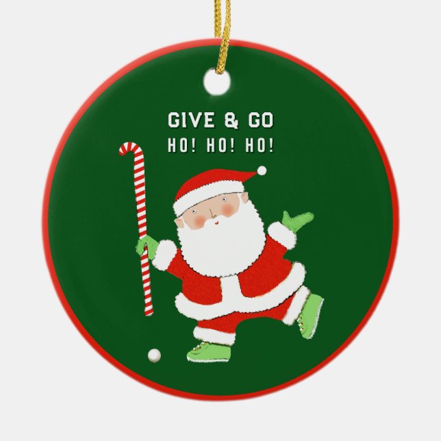 Funny Field Hockey Ceramic Ornament (Front)