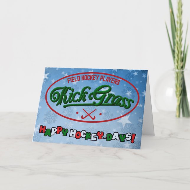 Funny Field Hockey Christmas Holiday Card (Front)