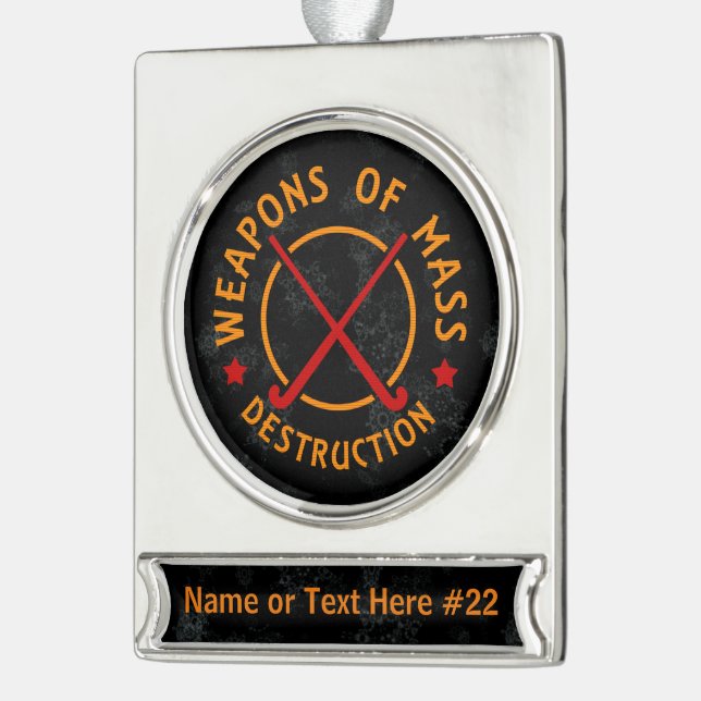 Funny Field Hockey Personalized Christmas Ornament (Left)