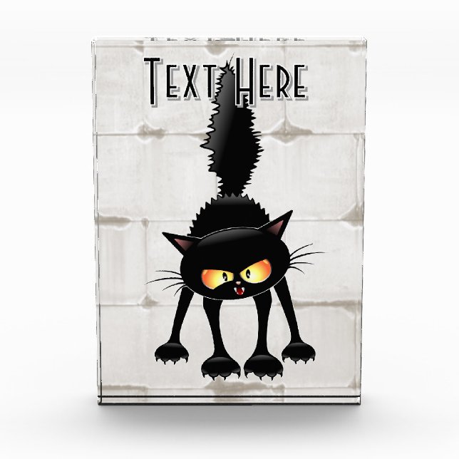 Funny Fierce Black Cat Cartoon  Acrylic Award (Front)